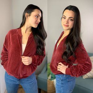Aritzia TNA Velvet Bomber Track Jacket Sweatshirt